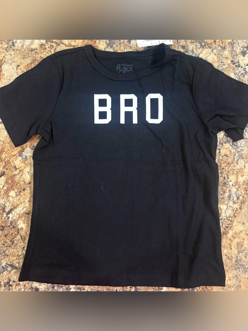 The Children's Place Black Tee with White BRO Graphic